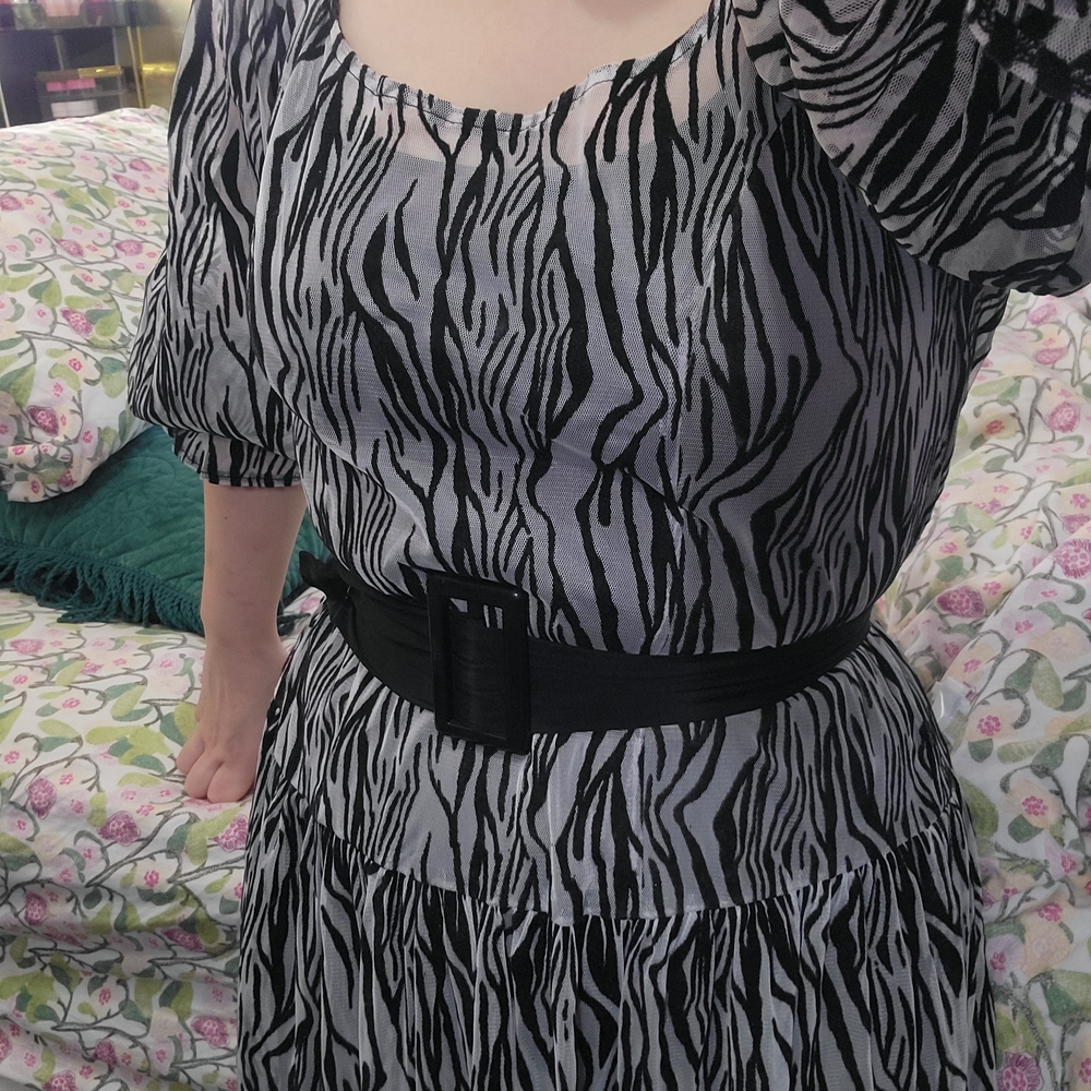 Batsheva Black and White Zebra Maxi Dress